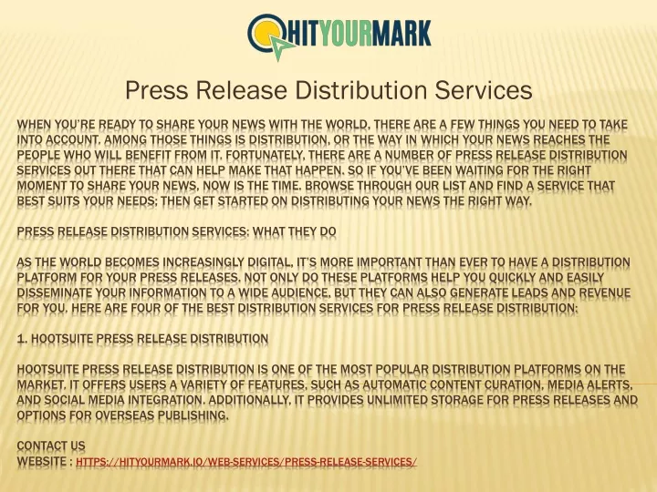 press release distribution services