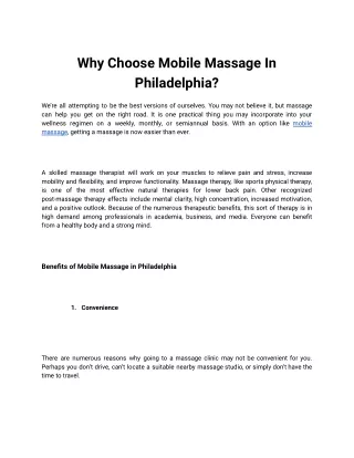 Why Choose Mobile Massage In Philadelphia_