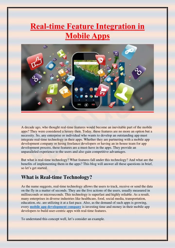 real time feature integration in mobile apps