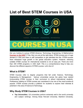 list of best stem courses in usa