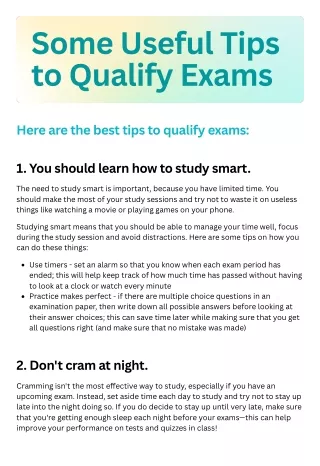 Some useful tips to qualify Exams - Notopedia