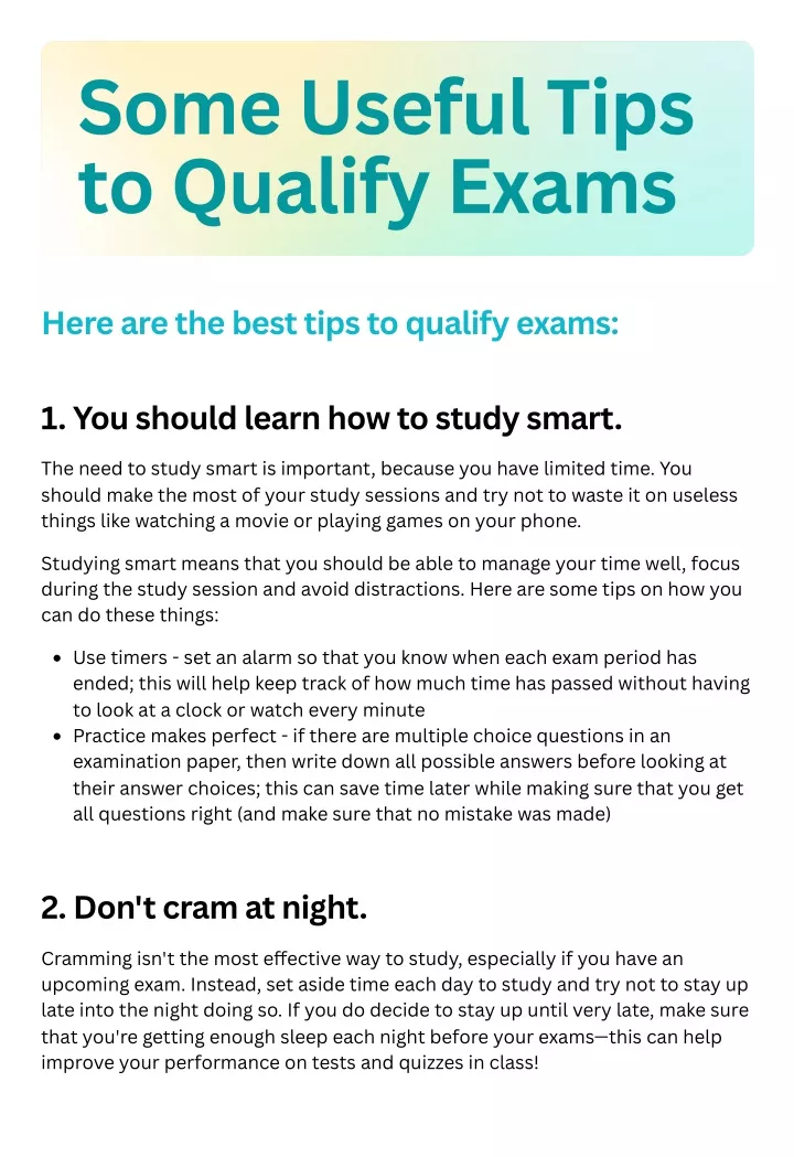 some useful tips to qualify exams