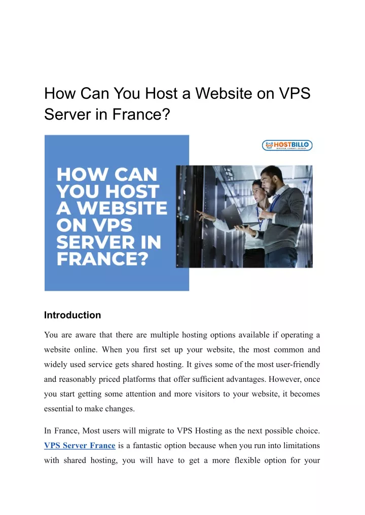 how can you host a website on vps server in france