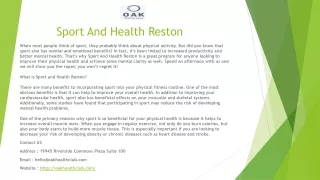 Sport And Health Reston