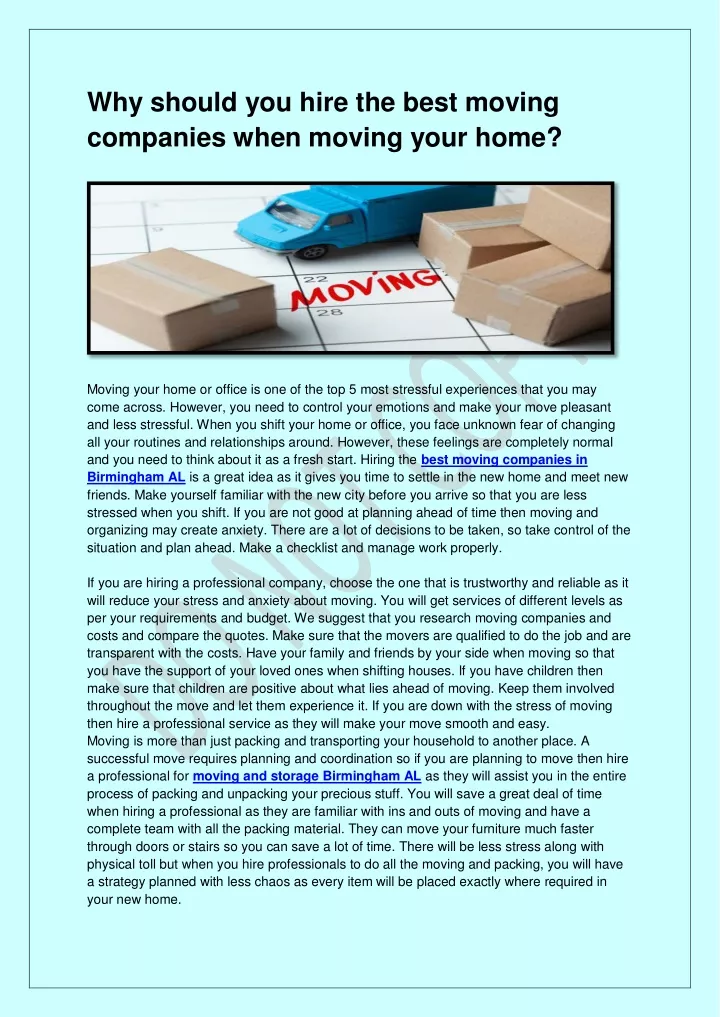 Ppt Why Should You Hire The Best Moving Companies When Moving Your