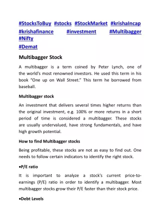 Multibagger stock