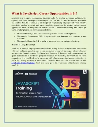 What is JavaScript, Career Opportunities in It?