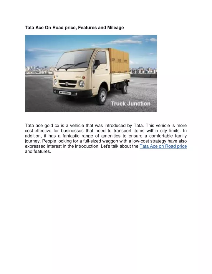 tata ace on road price features and mileage