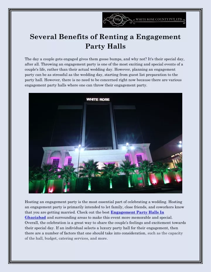 several benefits of renting a engagement party