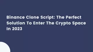 binance clone script the perfect solution