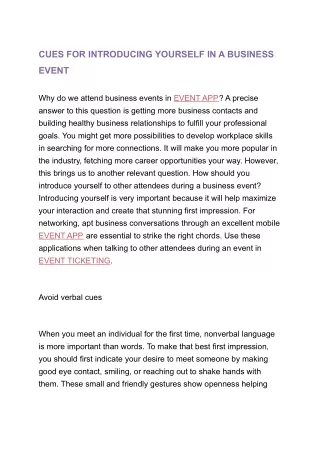 cues for introducing yourself in a business