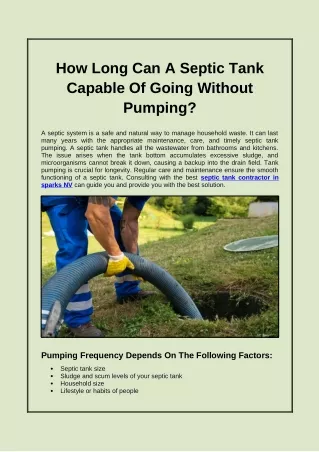 how long can a septic tank capable of going