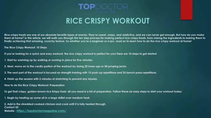rice crispy workout