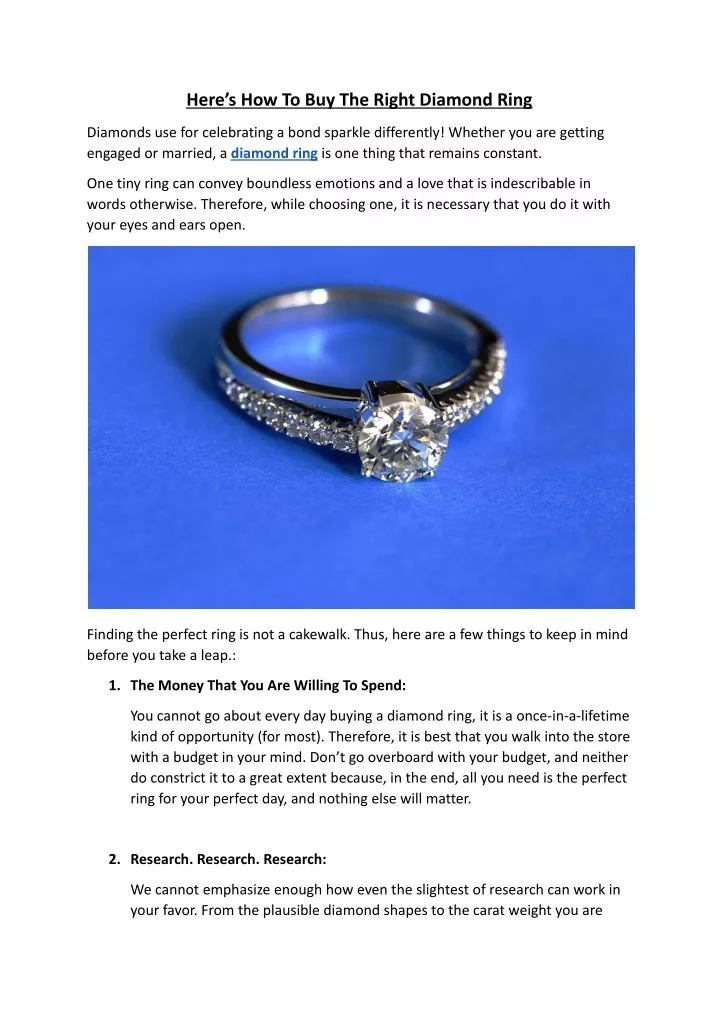 here s how to buy the right diamond ring