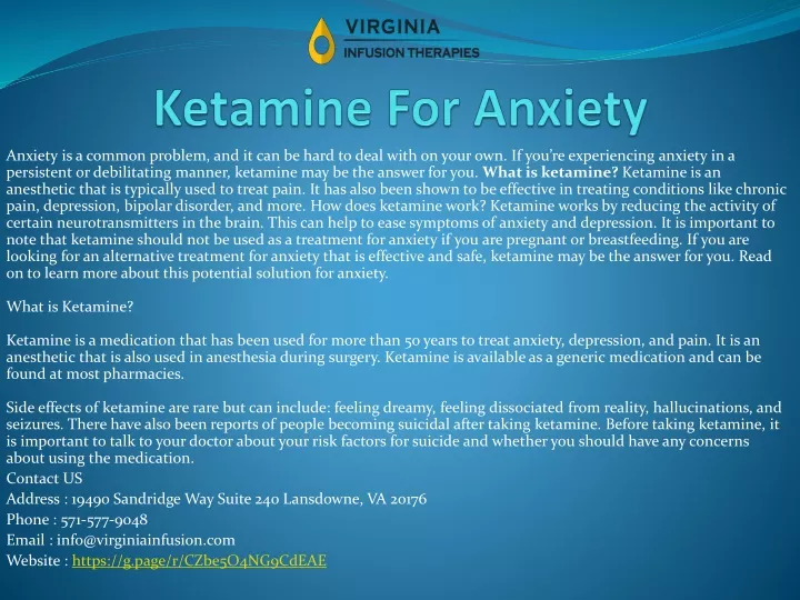 ketamine for anxiety