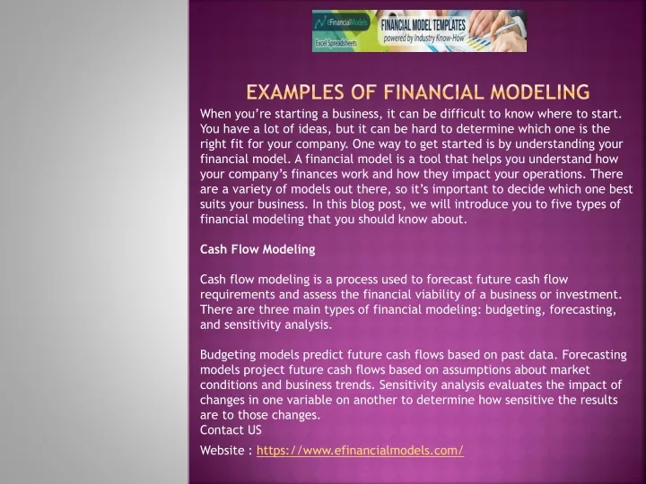 examples of financial modeling
