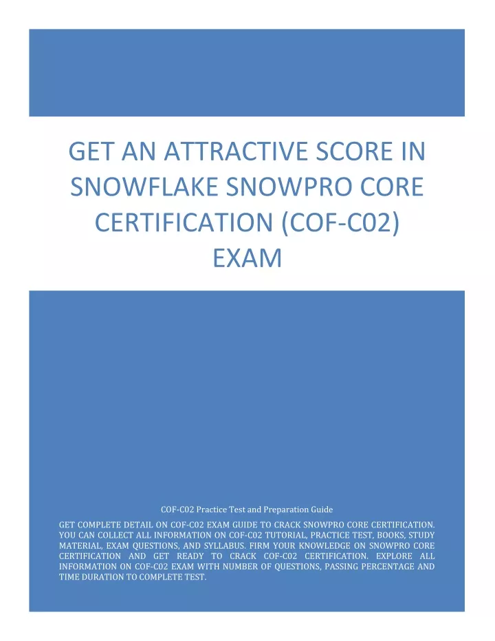 PPT - Get An Attractive Score In Snowflake SnowPro Core Certification ...