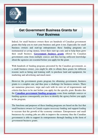 Get Government Business Grants for Your Business