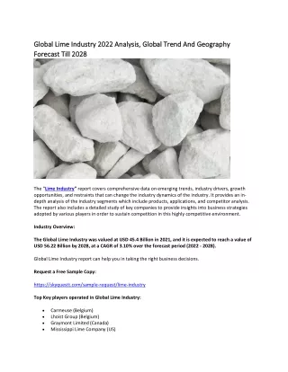 global lime global lime industry forecast till