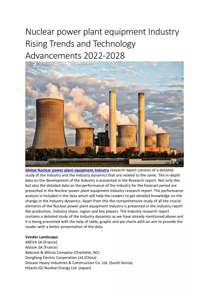 nuclear power plant equipment industry rising