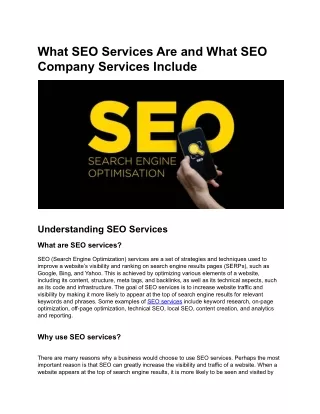 What SEO Services Are and What SEO Company Services Include