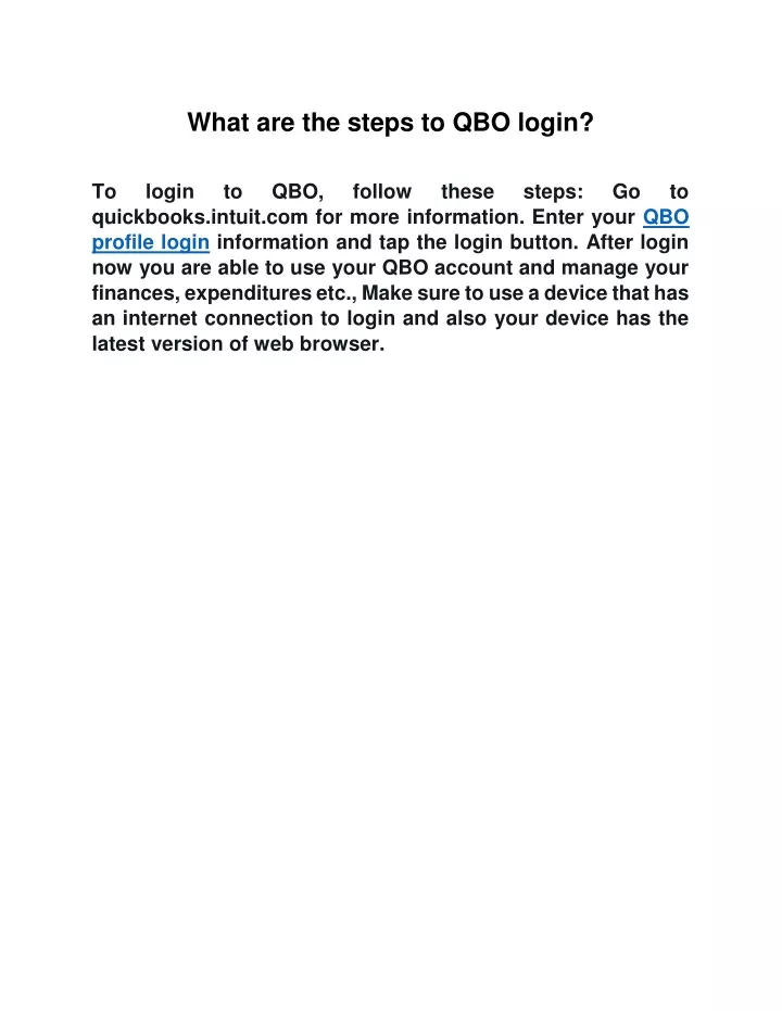 what are the steps to qbo login