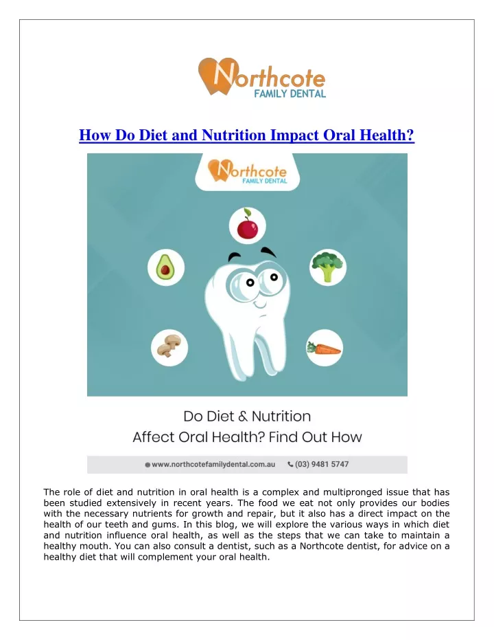 how do diet and nutrition impact oral health