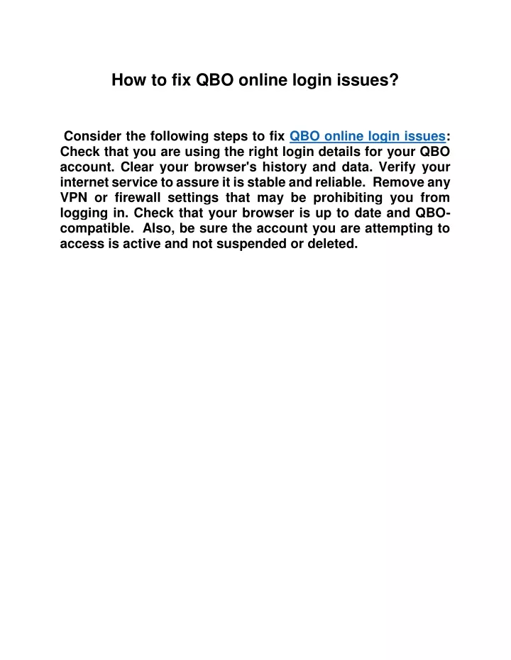 how to fix qbo online login issues