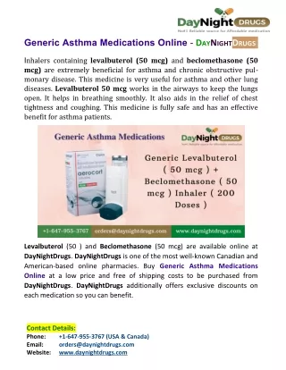 Generic Asthma Medications Online