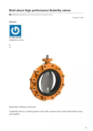 Brief about High performance Butterfly valves