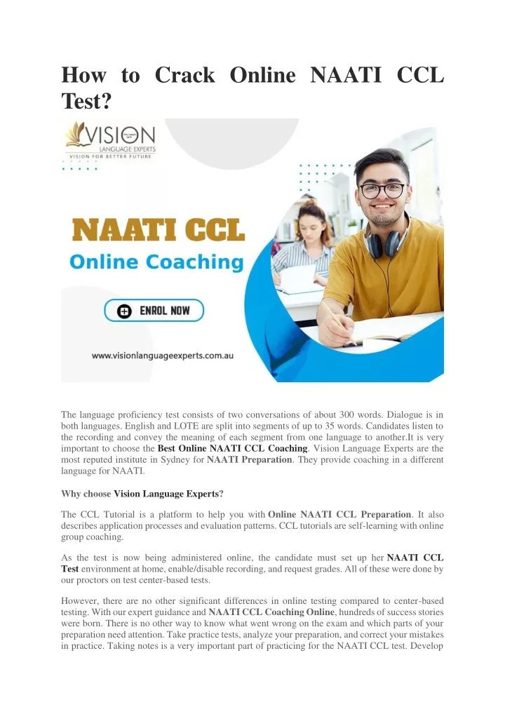 how to crack online naati ccl test