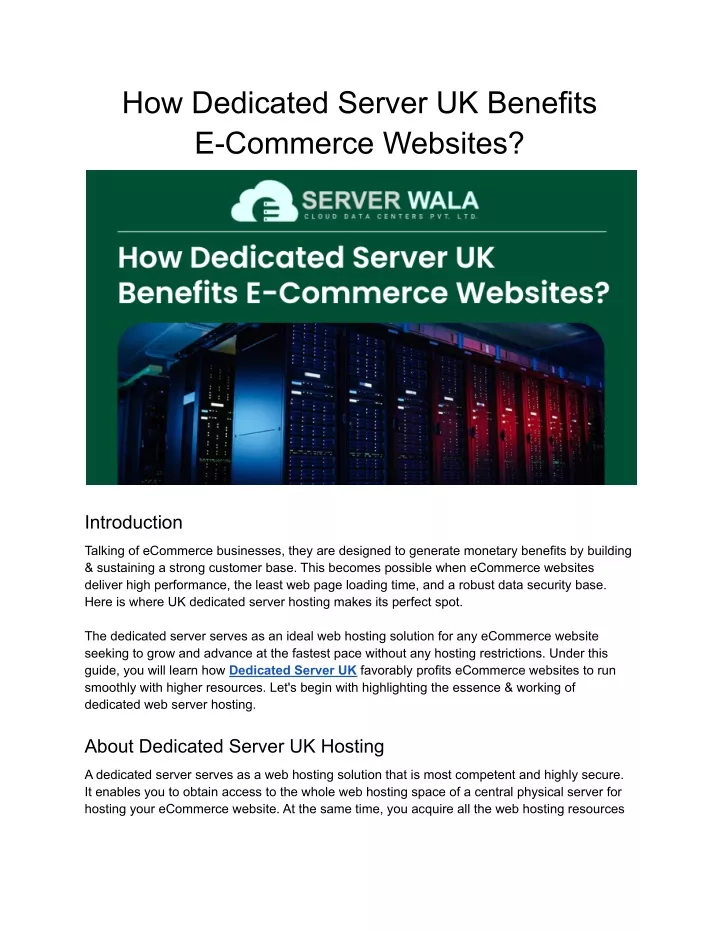 how dedicated server uk benefits e commerce