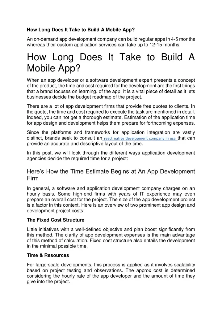 how long does it take to build a mobile app