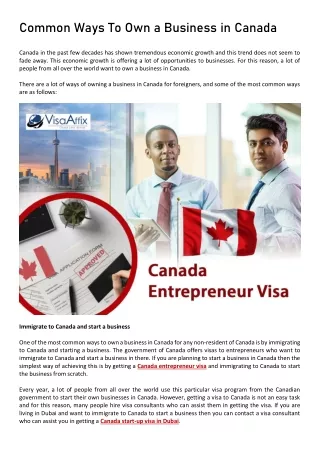 common ways to own a business in canada