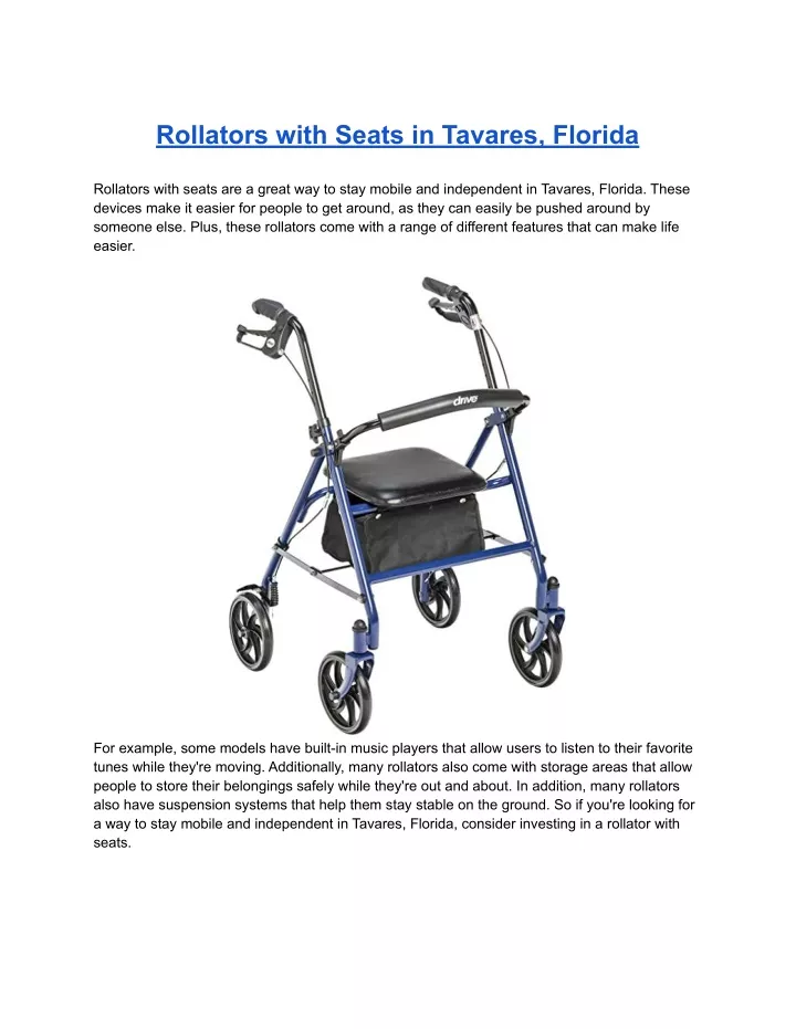 rollators with seats in tavares florida