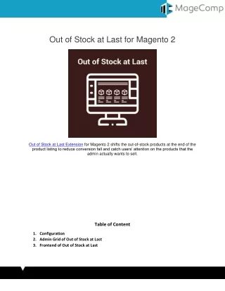 Magento 2 Out of Stock at Last Extension