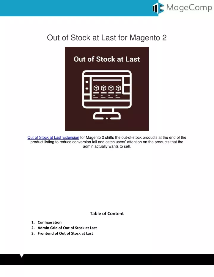 out of stock at last for magento 2