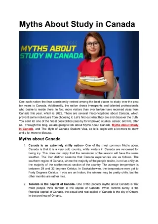 myths about study in canada