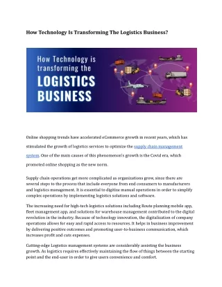 how technology is transforming the logistics
