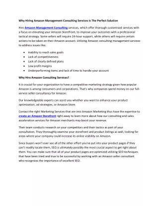 why hiring amazon management consulting services