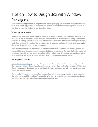Tips on How to Design Box with Window Packaging