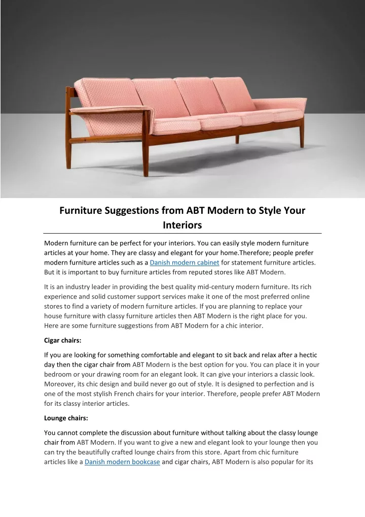 furniture suggestions from abt modern to style