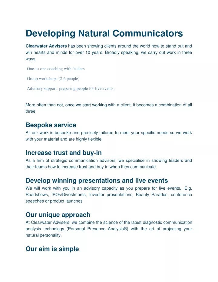 developing natural communicators