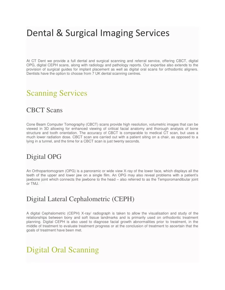 dental surgical imaging services