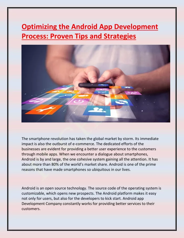optimizing the android app development process