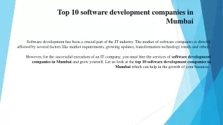 Top 10 software development companies in Mumbai