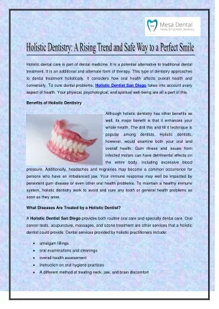 Holistic Dentistry - A Rising Trend and Safe Way to a Perfect Smile