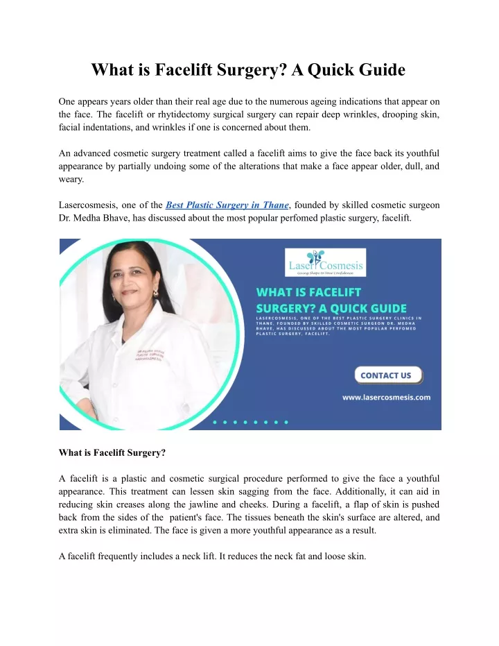 what is facelift surgery a quick guide