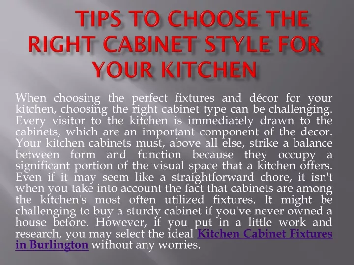 tips to choose the right cabinet style for your kitchen