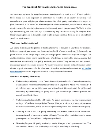 the benefits of air quality monitoring in public